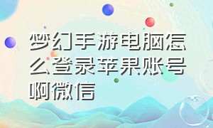 梦幻手游电脑怎么登录苹果账号啊微信