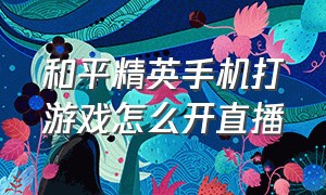 和平精英手机打游戏怎么开直播