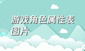 游戏角色属性表图片