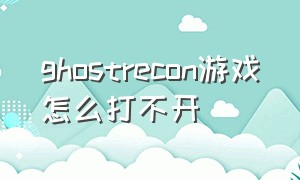 ghostrecon游戏怎么打不开