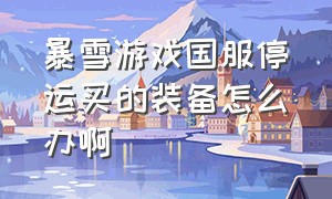 暴雪游戏国服停运买的装备怎么办啊