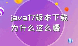 java17版本下载为什么这么慢