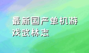 最新国产单机游戏武林志