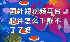 国外短视频平台软件怎么下载不了了呀