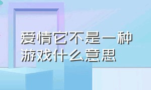 爱情它不是一种游戏什么意思