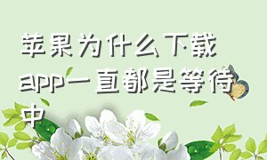 苹果为什么下载app一直都是等待中