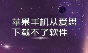 苹果手机从爱思下载不了软件