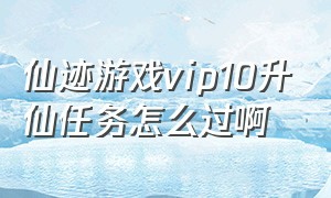 仙迹游戏vip10升仙任务怎么过啊