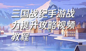 三国战纪手游战力提升攻略视频教程