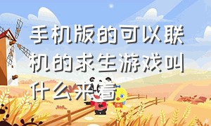 手机版的可以联机的求生游戏叫什么来着