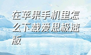 在苹果手机里怎么下载爱思极速版