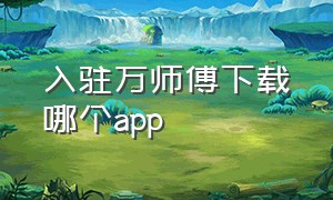 入驻万师傅下载哪个app