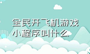 全民开飞机游戏小程序叫什么