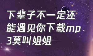 下辈子不一定还能遇见你下载mp3莫叫姐姐