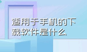 适用于手机的下载软件是什么