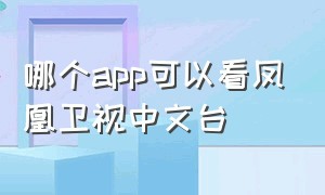 哪个app可以看凤凰卫视中文台