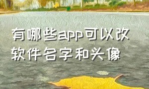 有哪些app可以改软件名字和头像