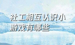 社工相互认识小游戏有哪些