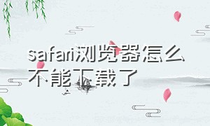 safari浏览器怎么不能下载了