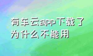 有车云app下载了为什么不能用