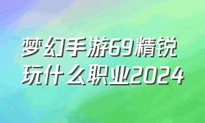 梦幻手游69精锐玩什么职业2024