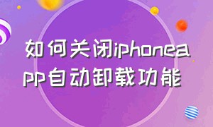 如何关闭iphoneapp自动卸载功能