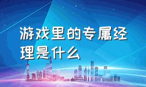 游戏里的专属经理是什么