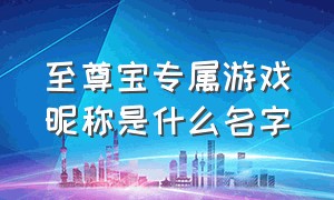 至尊宝专属游戏昵称是什么名字