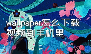 wallpaper怎么下载视频到手机里