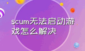 scum无法启动游戏怎么解决