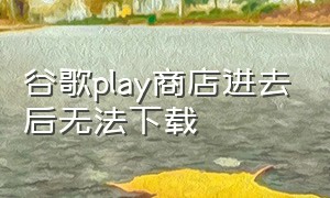 谷歌play商店进去后无法下载