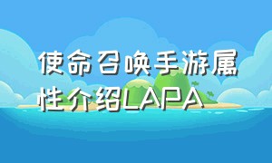 使命召唤手游属性介绍LAPA