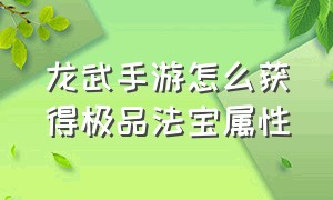 龙武手游怎么获得极品法宝属性