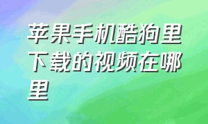 苹果手机酷狗里下载的视频在哪里