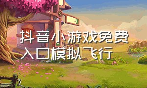 抖音小游戏免费入口模拟飞行