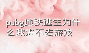 pubg地铁逃生为什么我进不去游戏