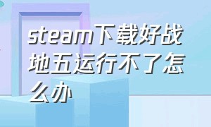 steam下载好战地五运行不了怎么办