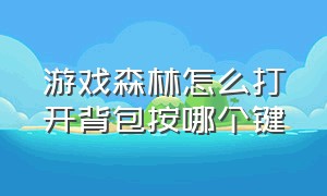 游戏森林怎么打开背包按哪个键