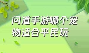 问道手游哪个宠物适合平民玩