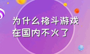 为什么格斗游戏在国内不火了