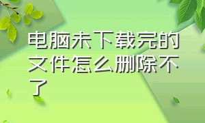 电脑未下载完的文件怎么删除不了