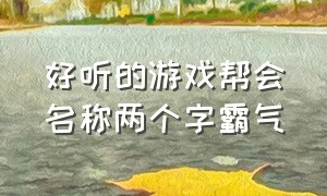 好听的游戏帮会名称两个字霸气