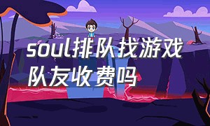 soul排队找游戏队友收费吗