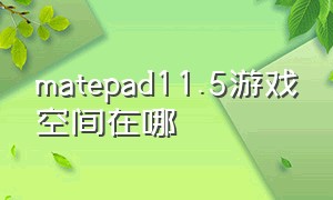 matepad11.5游戏空间在哪