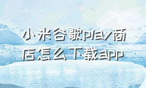 小米谷歌play商店怎么下载app