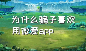 为什么骗子喜欢用微爱app