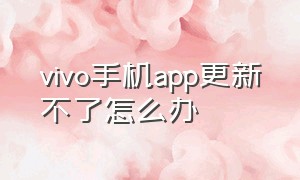 vivo手机app更新不了怎么办