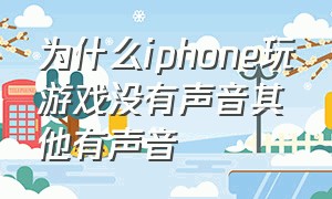 为什么iphone玩游戏没有声音其他有声音