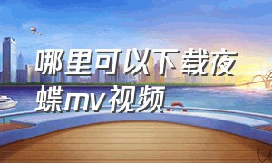 哪里可以下载夜蝶mv视频