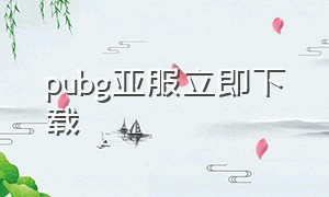 pubg亚服立即下载